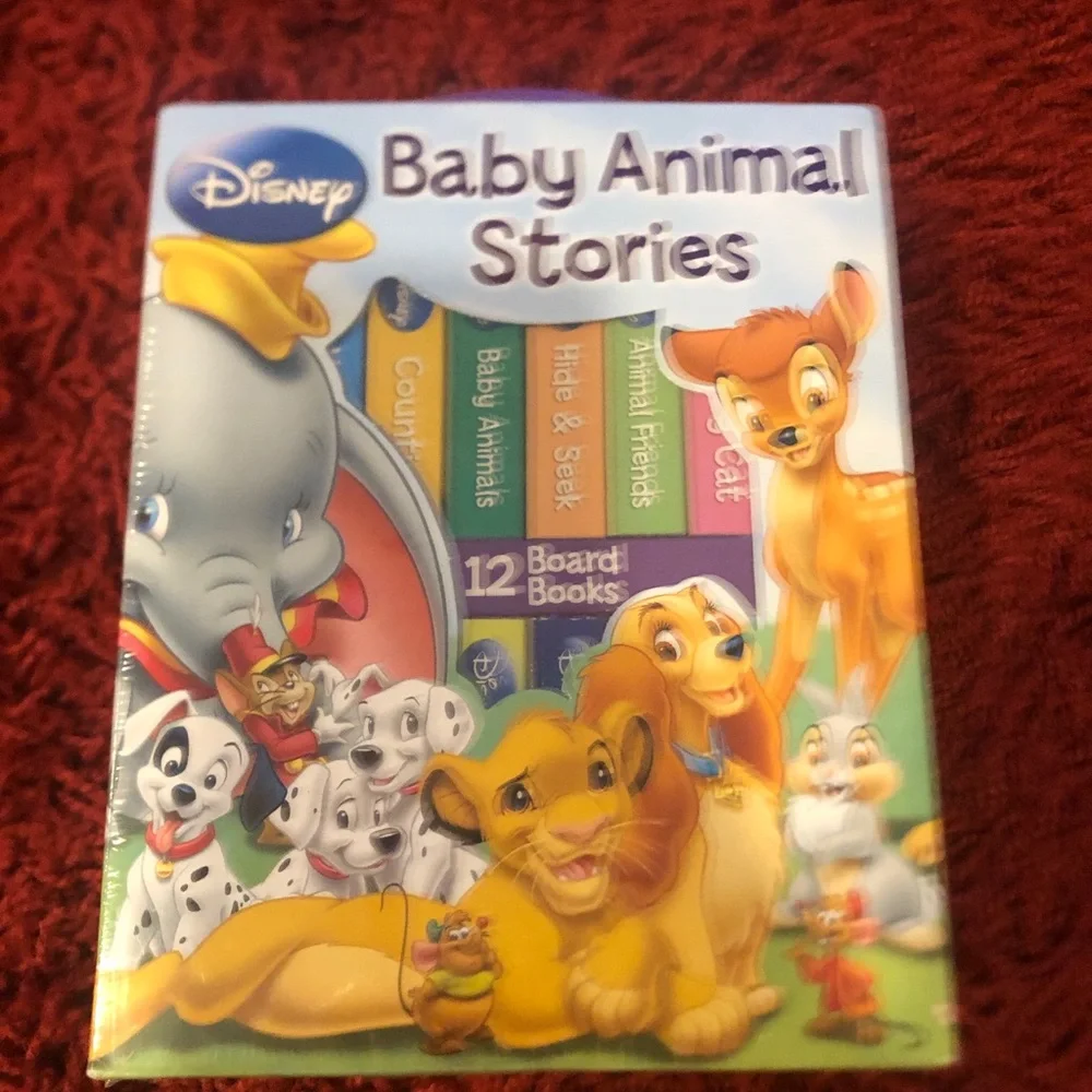 Sealed New Disney Baby Animal Storybook 12 Board Book Set My First Library